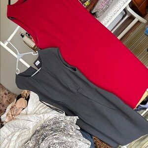 Talbots Red and Gray Midi Dress Set